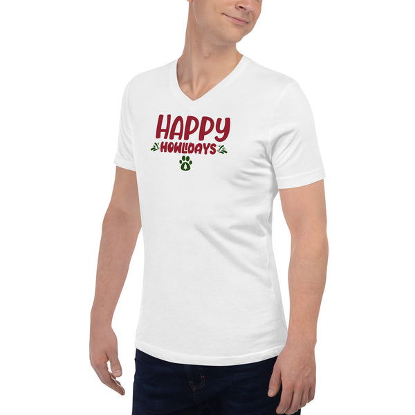 Happy Howlidays Unisex Short Sleeve V-Neck T-Shirt