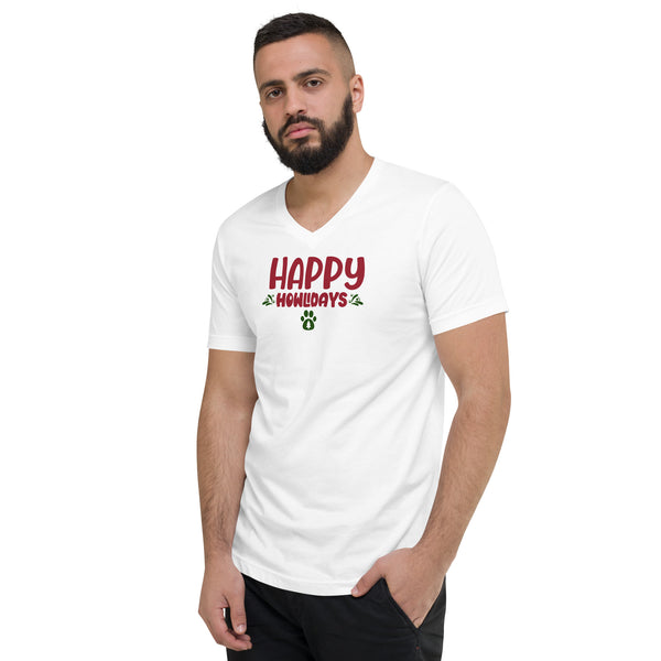 Happy Howlidays Unisex Short Sleeve V-Neck T-Shirt