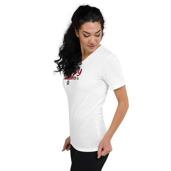 Happy Howlidays Unisex Short Sleeve V-Neck T-Shirt