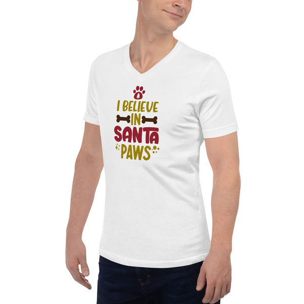 Santa Paws Unisex Short Sleeve V-Neck T-Shirt