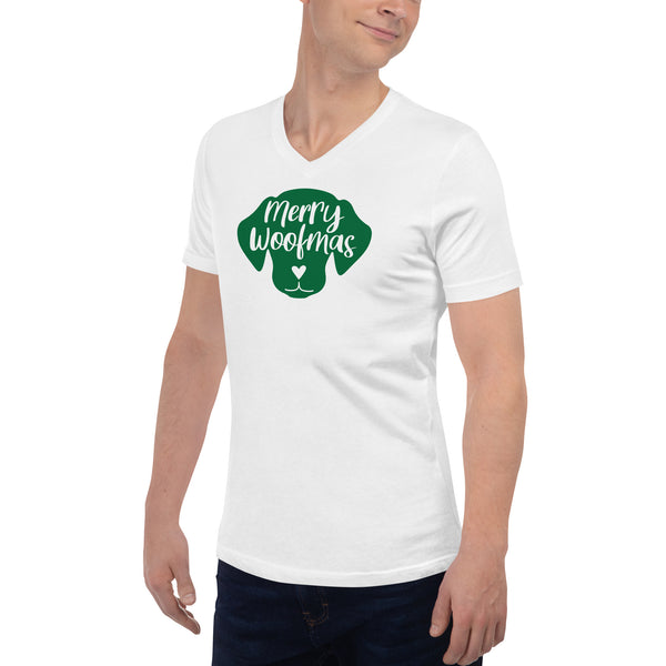 Merry Woofmas Unisex Short Sleeve V-Neck T-Shirt