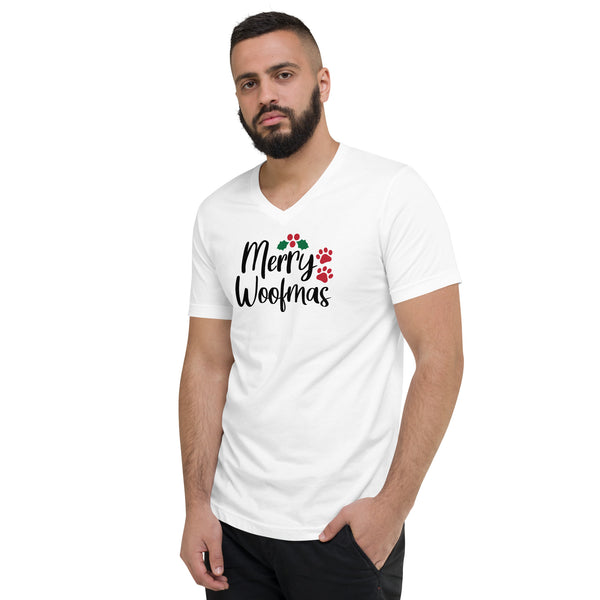 Merry Woofmas Unisex Short Sleeve V-Neck T-Shirt