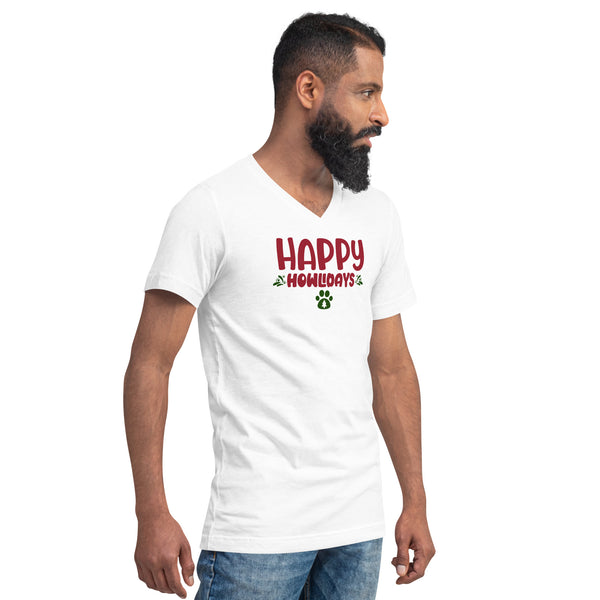 Happy Howlidays Unisex Short Sleeve V-Neck T-Shirt