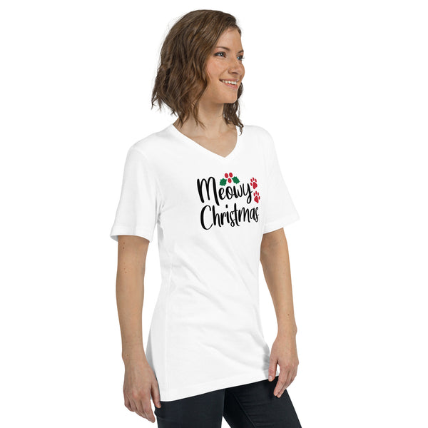 Meowy Christmas Unisex Short Sleeve V-Neck T-Shirt