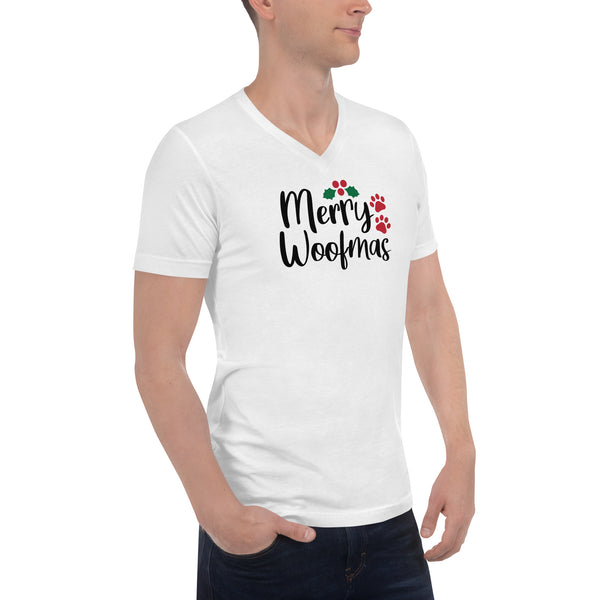 Merry Woofmas Unisex Short Sleeve V-Neck T-Shirt