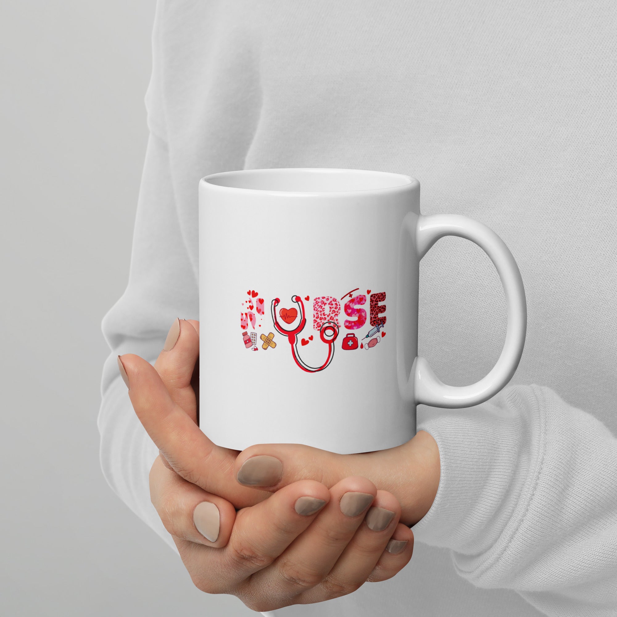 Nurse Valentine White glossy mug