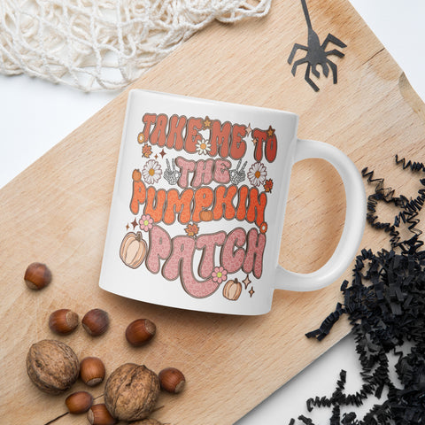 Take me to the Pumpkin White glossy mug