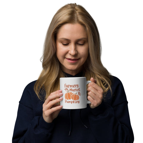 Farmers Market Pumpkins White glossy mug