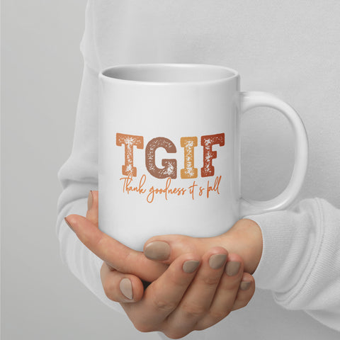 TGIF White glossy mug
