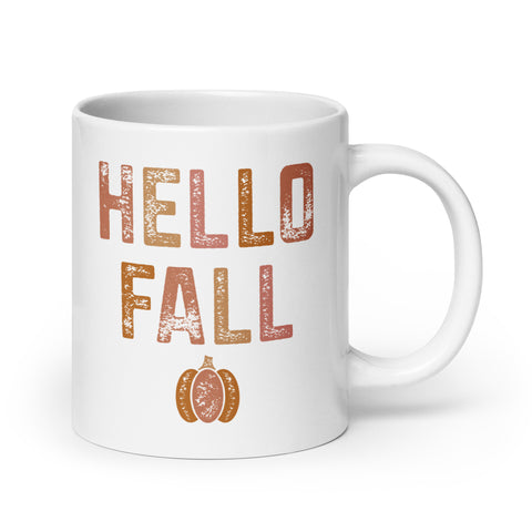 Hello Fall White glossy mug