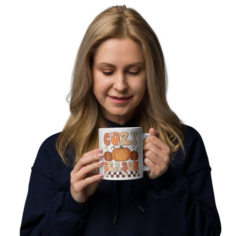 Cozy Season White glossy mug