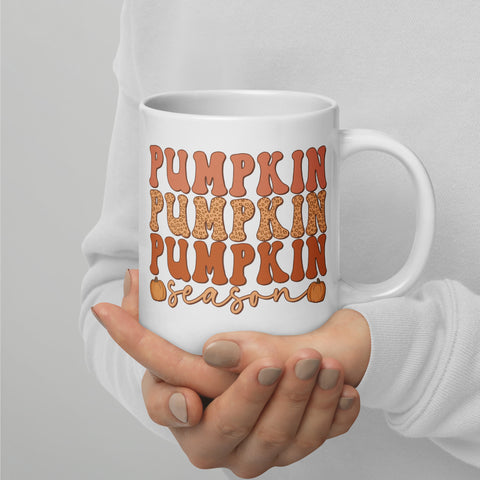 Pumpkin Season White glossy mug