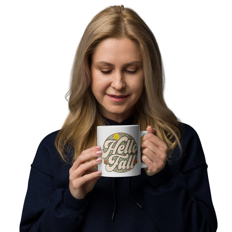 Hello Fall White glossy mug