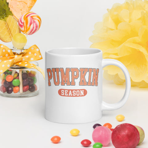 Pumpkin Season White glossy mug