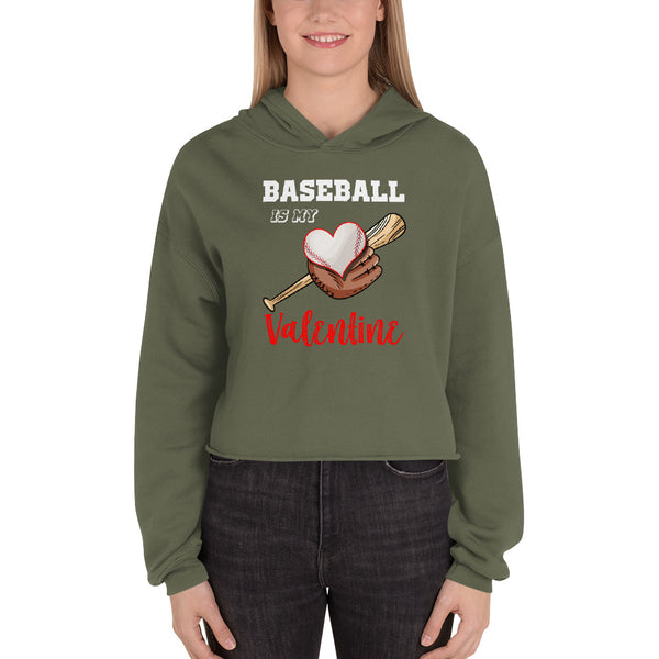 Baseball is my Valentine Crop Hoodie