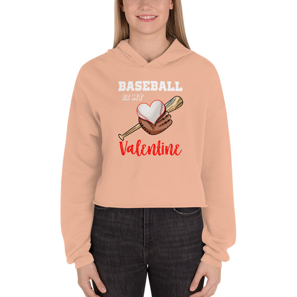 Baseball is my Valentine Crop Hoodie