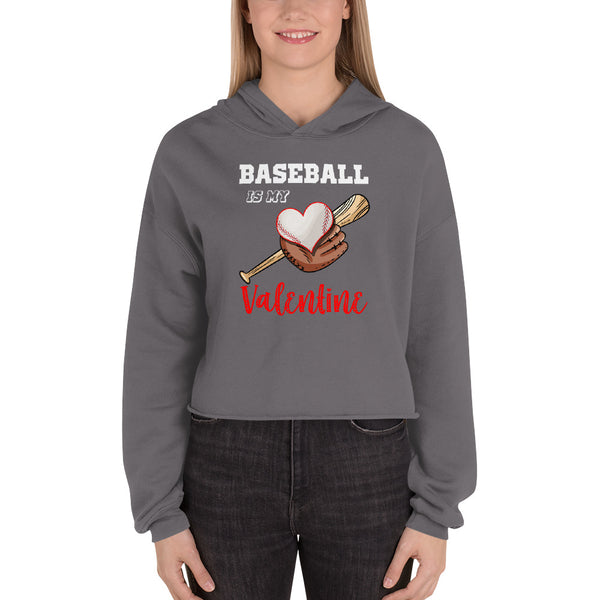 Baseball is my Valentine Crop Hoodie