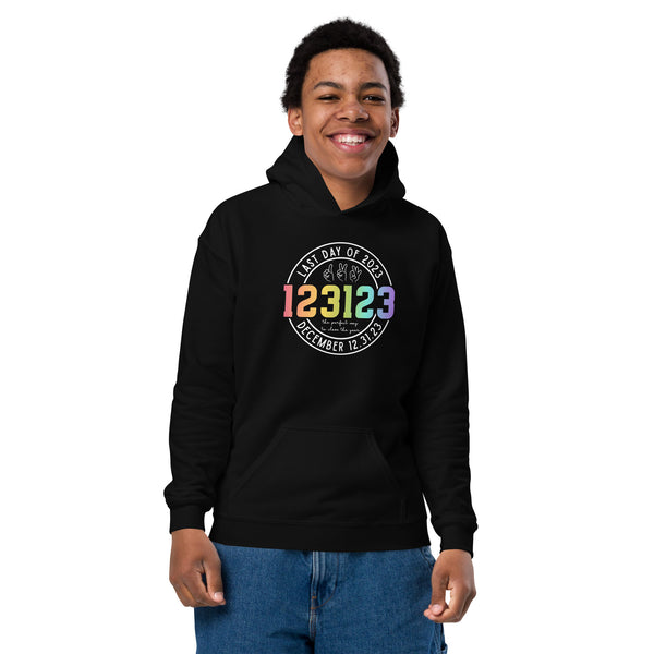 123123 Last Day of 2023 Youth heavy blend hoodie