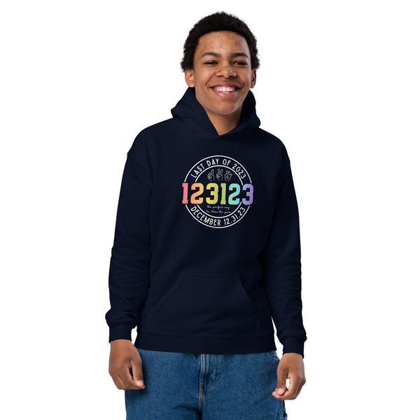 123123 Last Day of 2023 Youth heavy blend hoodie