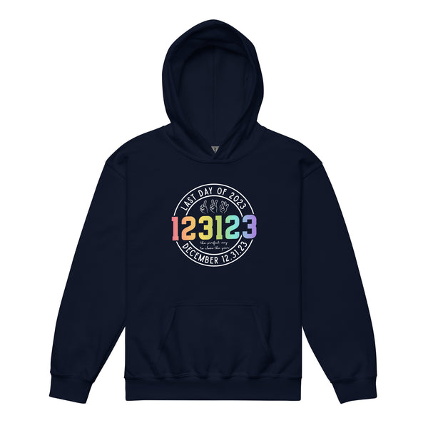 123123 Last Day of 2023 Youth heavy blend hoodie