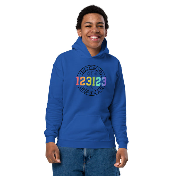 123123 Last Day of 2023 Youth heavy blend hoodie