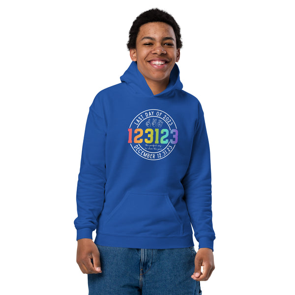 123123 Last Day of 2023 Youth heavy blend hoodie