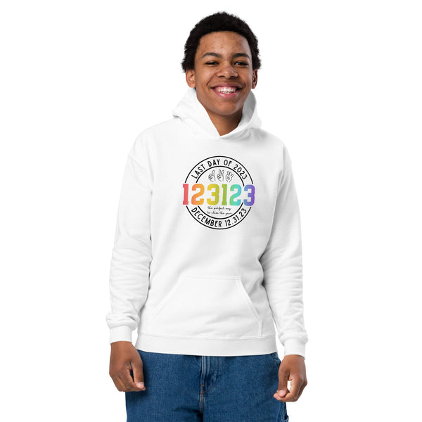 123123 Last Day of 2023 Youth heavy blend hoodie