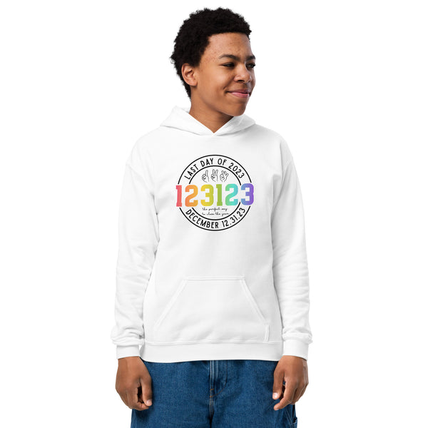 123123 Last Day of 2023 Youth heavy blend hoodie